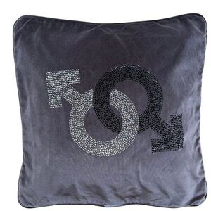 Luxury Velvet Pillow Cover • Swarovski Crystal Male Symbols - fits 20x20 insert